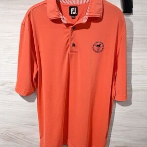 FootJoy Golf Performance Orange Polo Shirt Mens Medium Pocono Farms Country Club